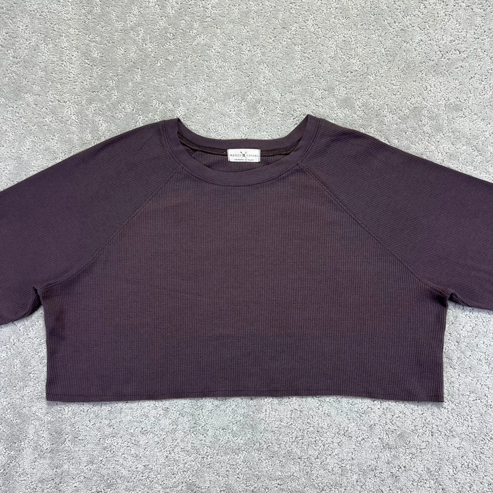 Rebels & Lovers Thermal Shirt Womens Large Purple Waffle Knit Cropped Pullover‎